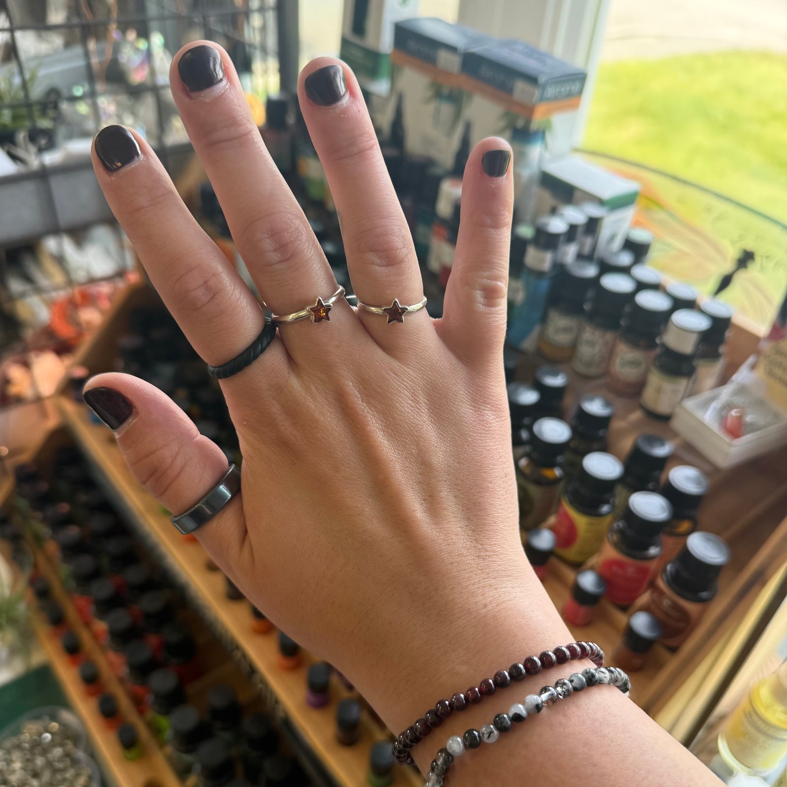Baltic Amber Star Ring - Sterling Silver