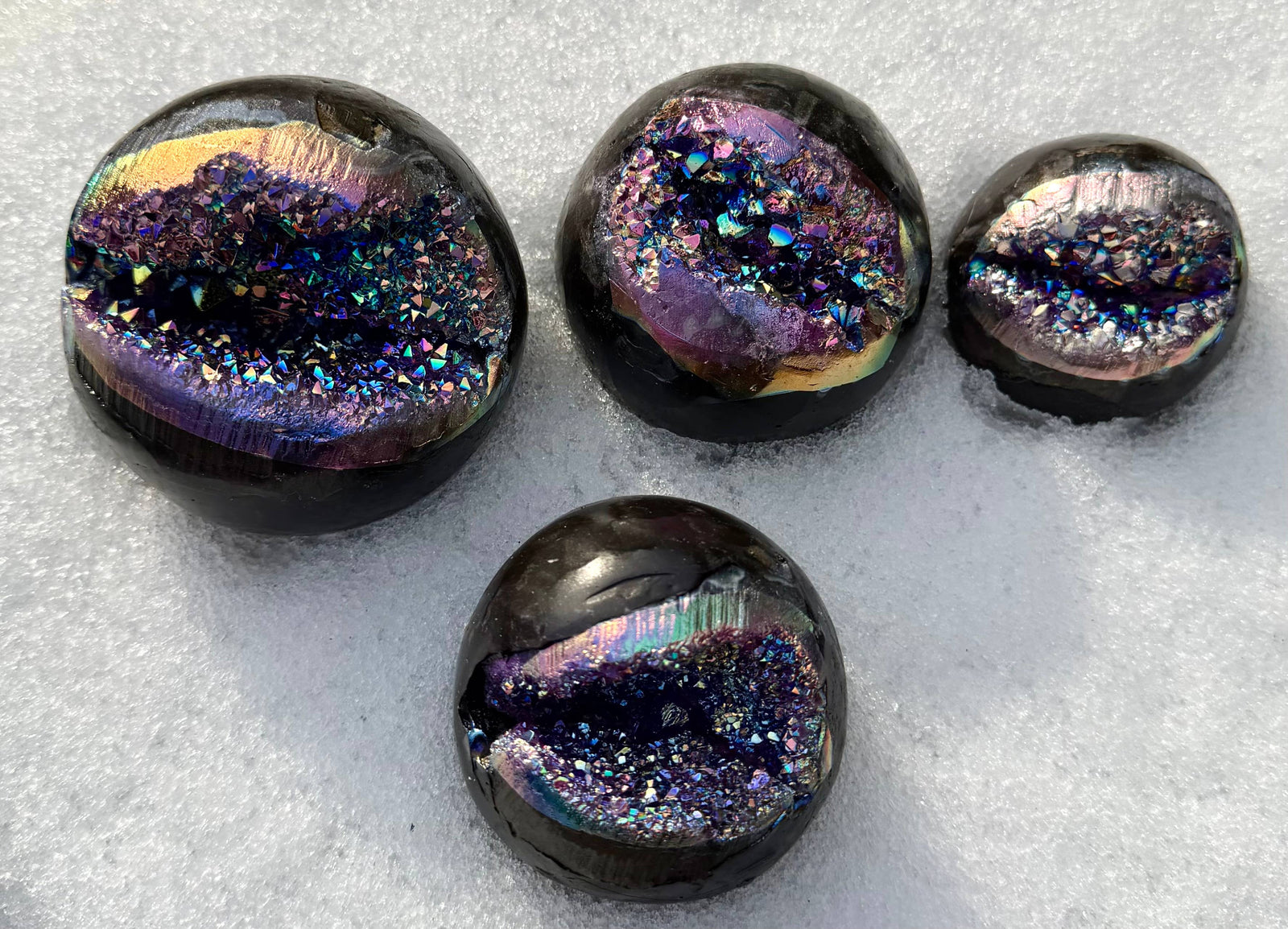 Aura Amethyst Geode Sphere Crystal Ball