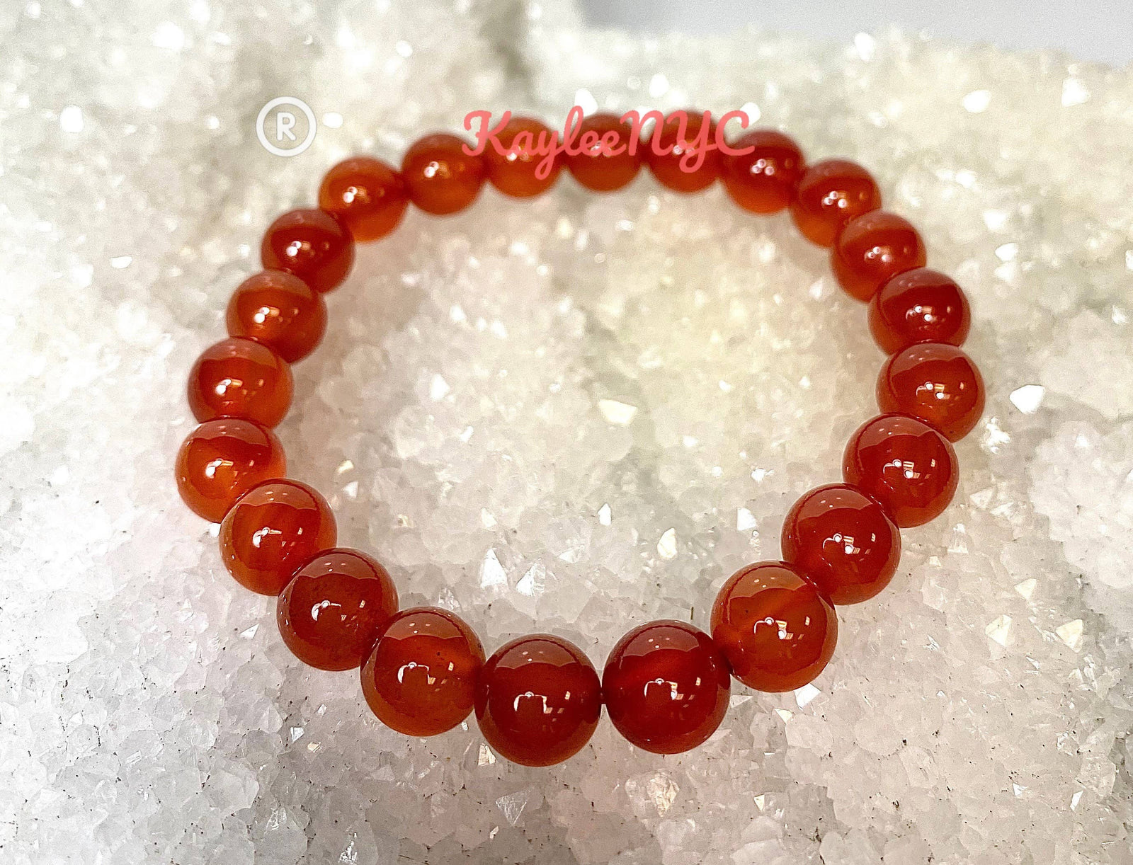 Carnelian 8mm 7.5” Crystal Healing Stretch Bracelet