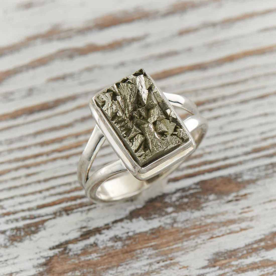Pyrite Druzy Sterling Silver Ring