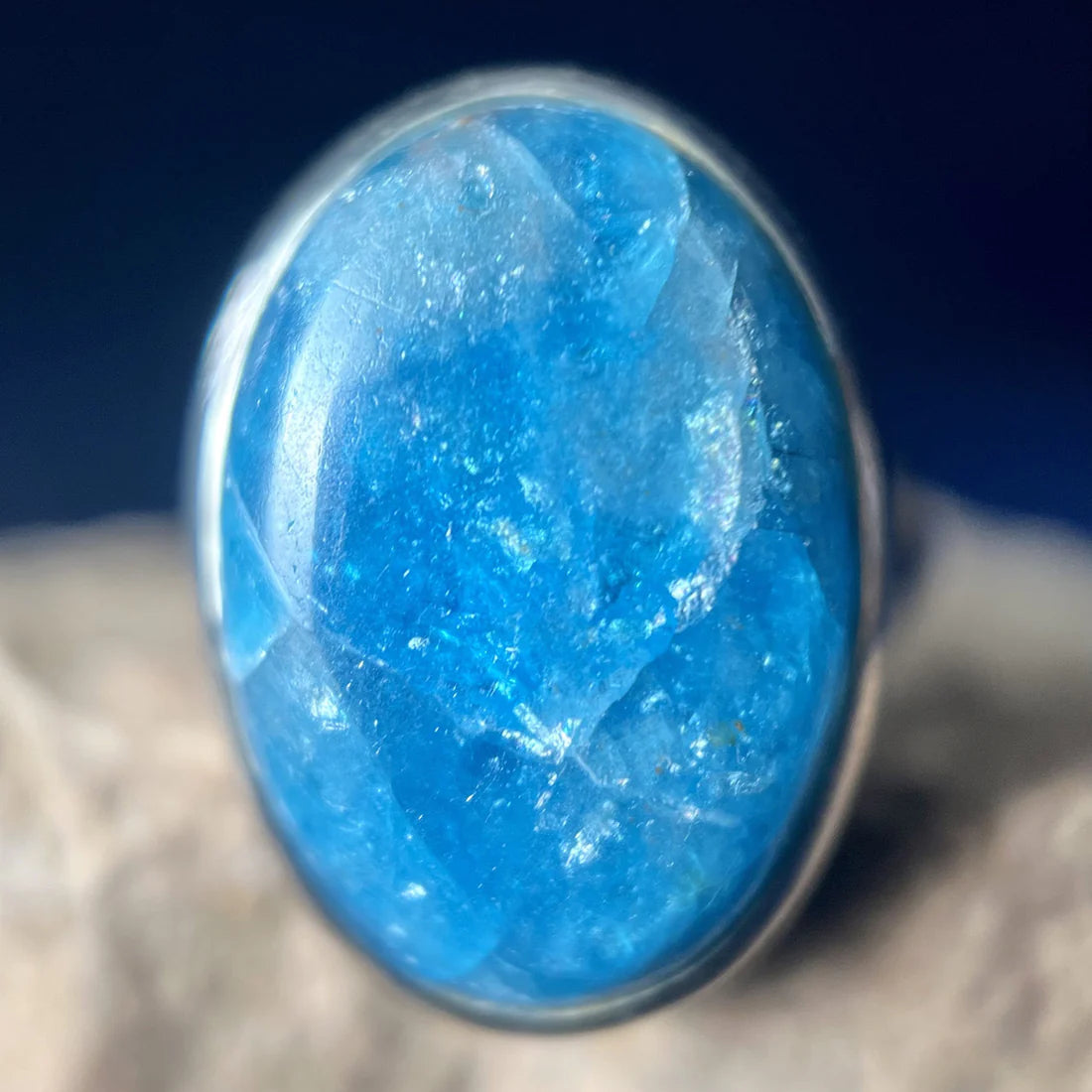 Neon Blue Apatite Sterling Silver Ring