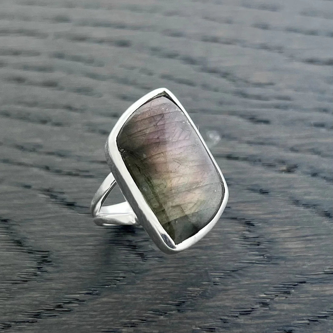 Purple Fire Labradorite Ring in Sterling Silver