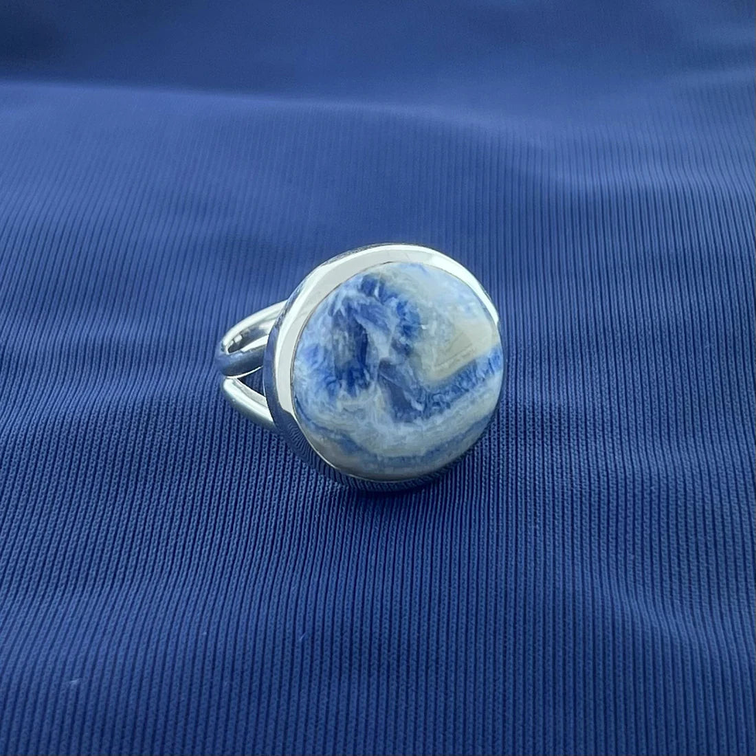 BLUE SCHEELITE RING STERLING SILVER SS
