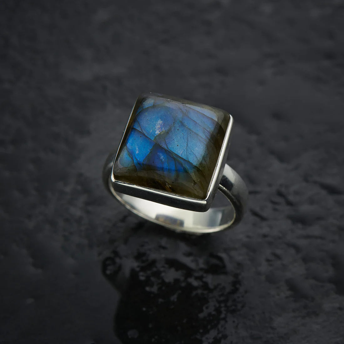 Blue Fire Labradorite Sterling Silver Ring