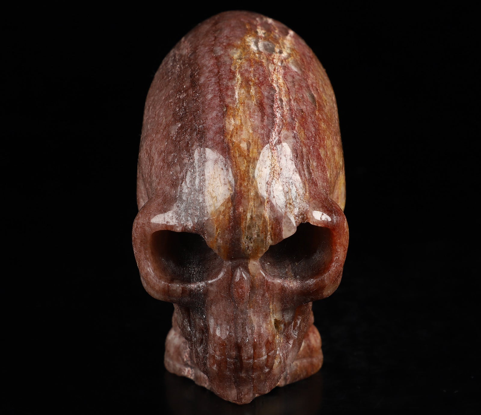 Strawberry Quartz Elongated Mayan Alien Crystal Skull 3.7"