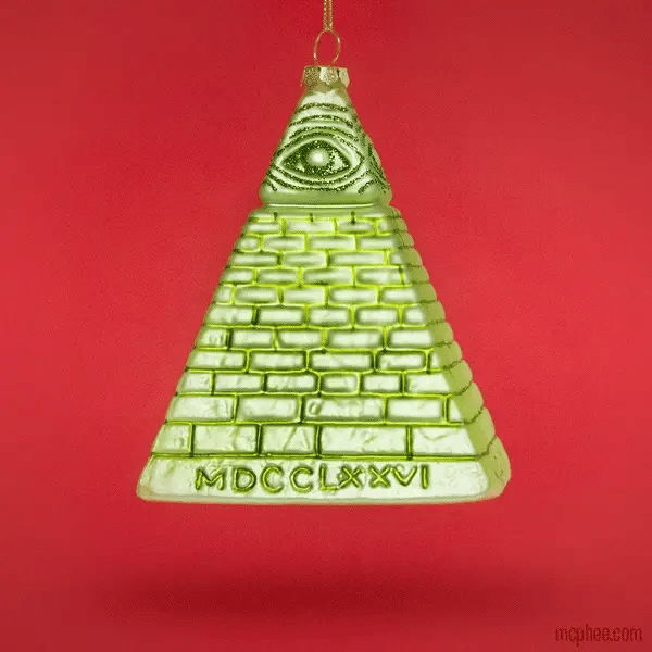 Dollar Pyramid 5" Hand-Blown Glass Ornament | Hand-Blown Money Magic