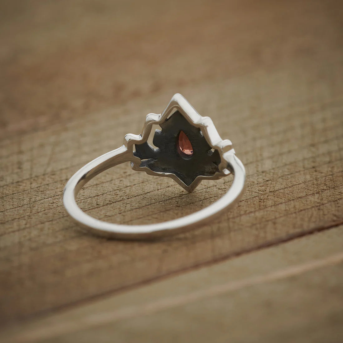 Garnet Sterling Silver Lotus Flower Ring
