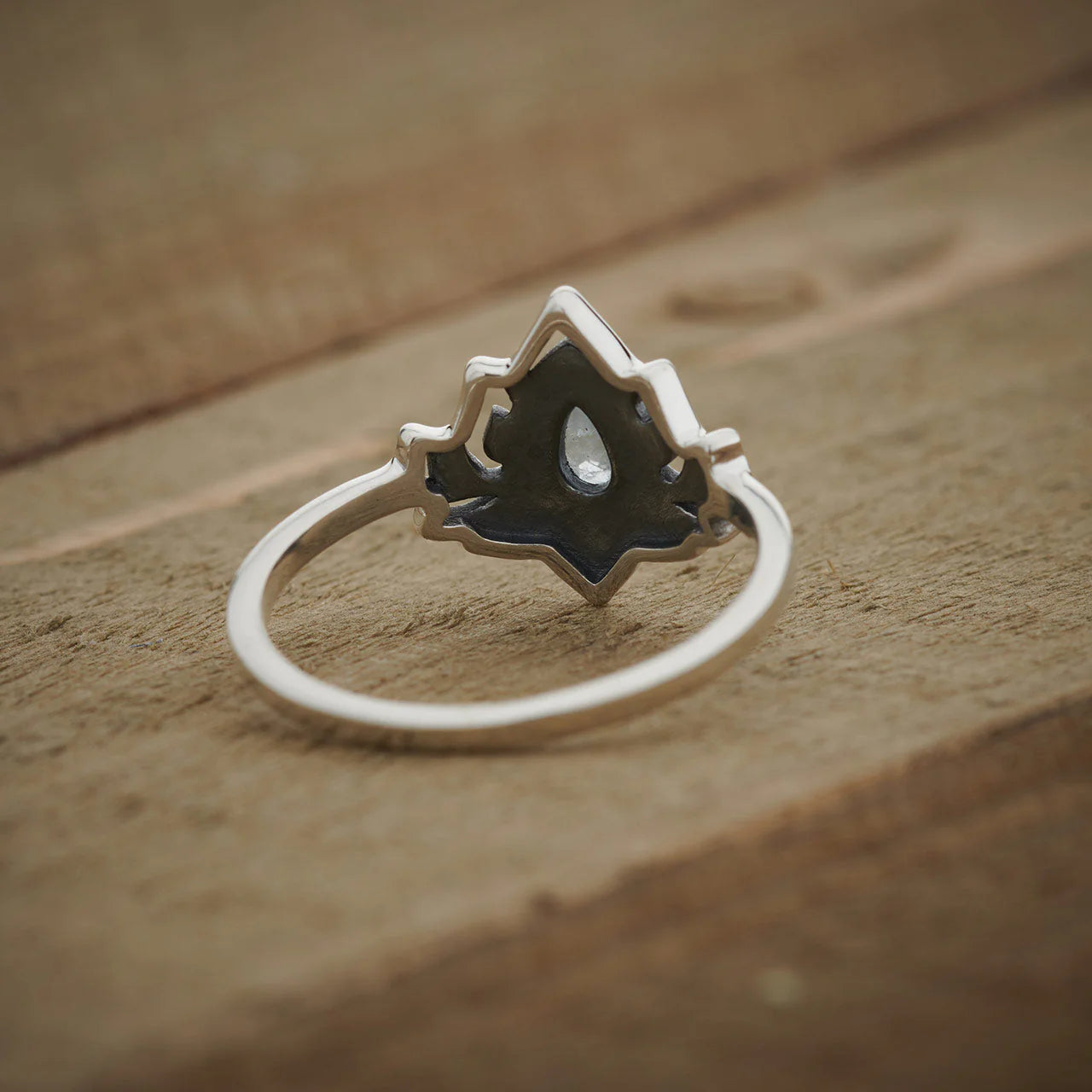 Aquamarine Lotus Flower Ring | Sterling Silver March Birthstone Jewelry