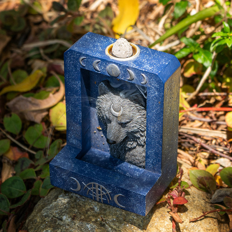 Moon Phase Wolf Backflow Incense Burner