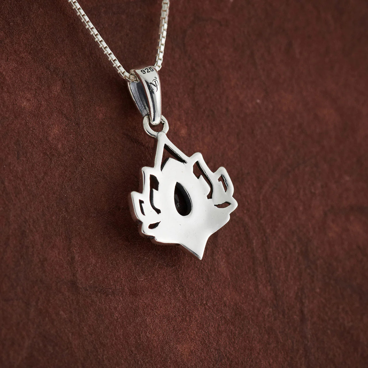 Garnet Sterling Silver Lotus Pendant