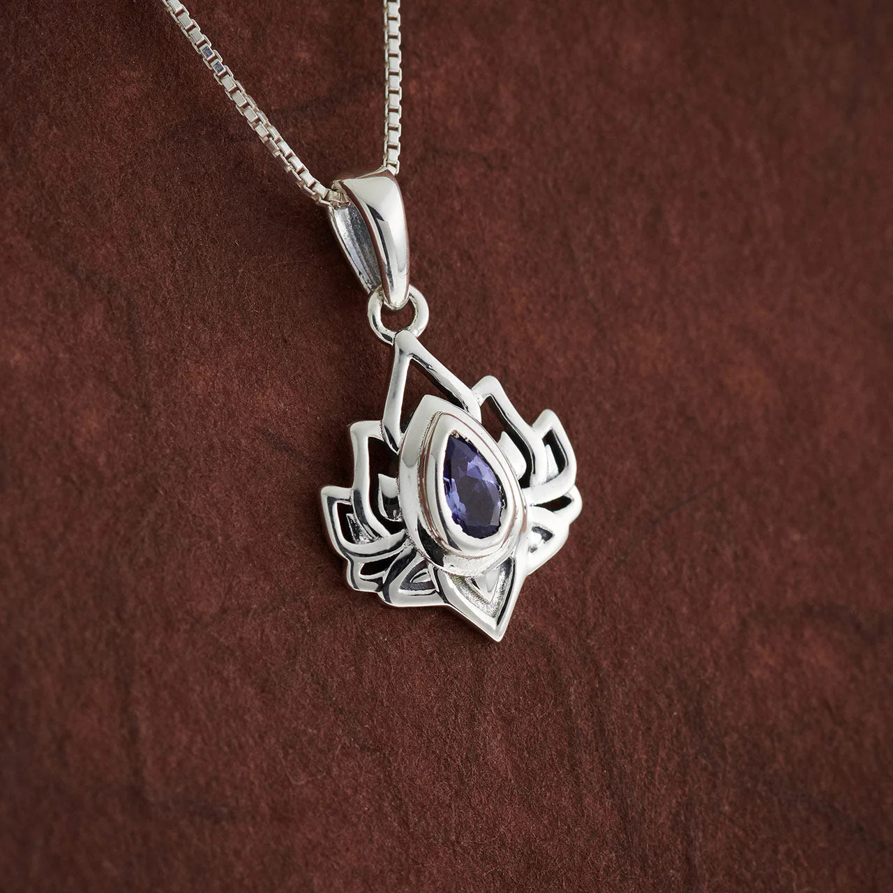 Tanzanite Sterling Silver Lotus Pendant