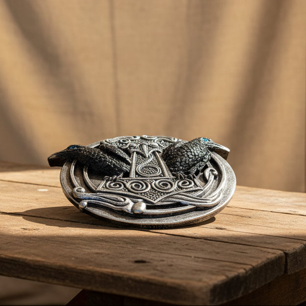 Thor Hammer Mjolnir Incense Holder with Odin’s Ravens