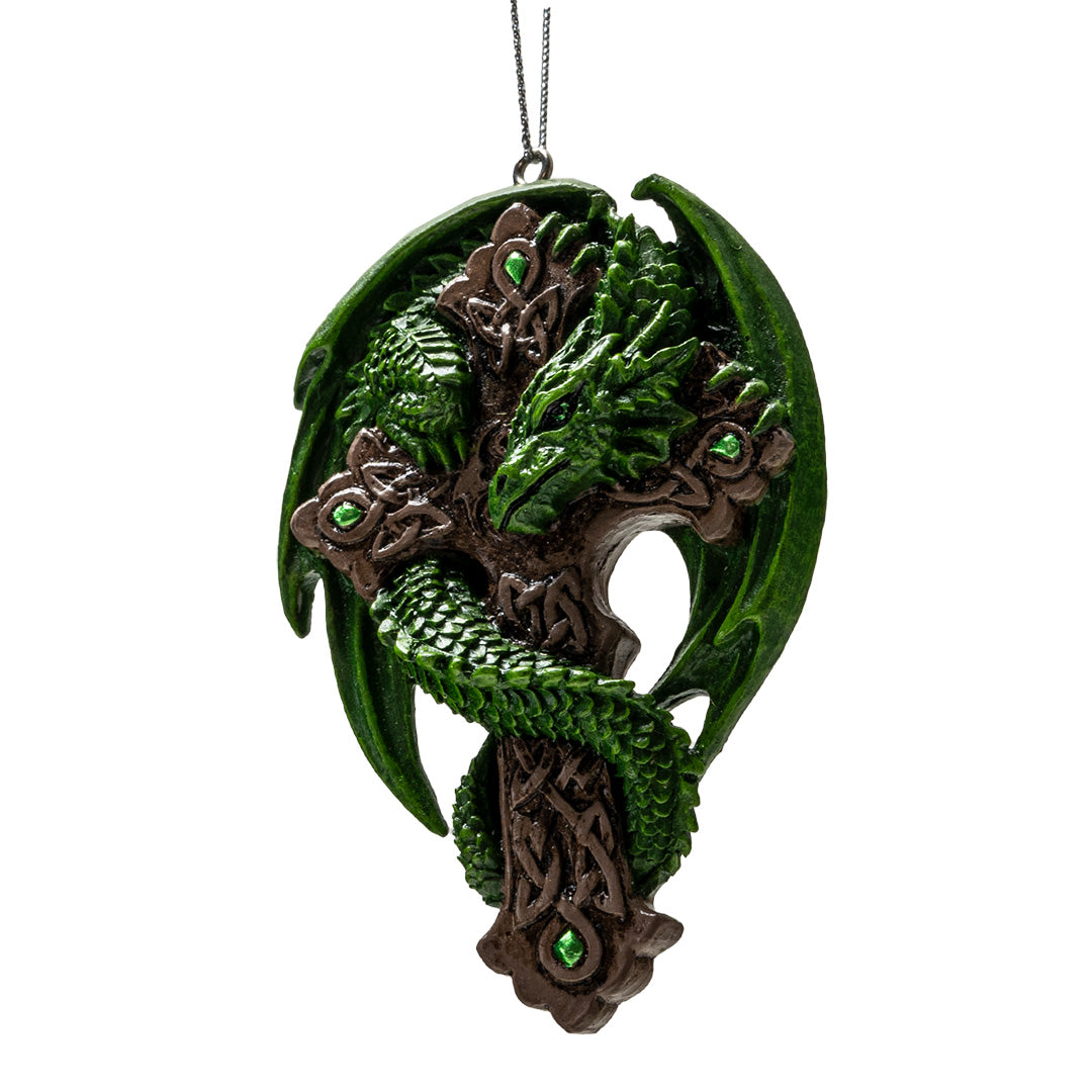 Woodland Guardian Dragon Ornament 🐉 Anne Stokes Green Dragon on Celtic Cross