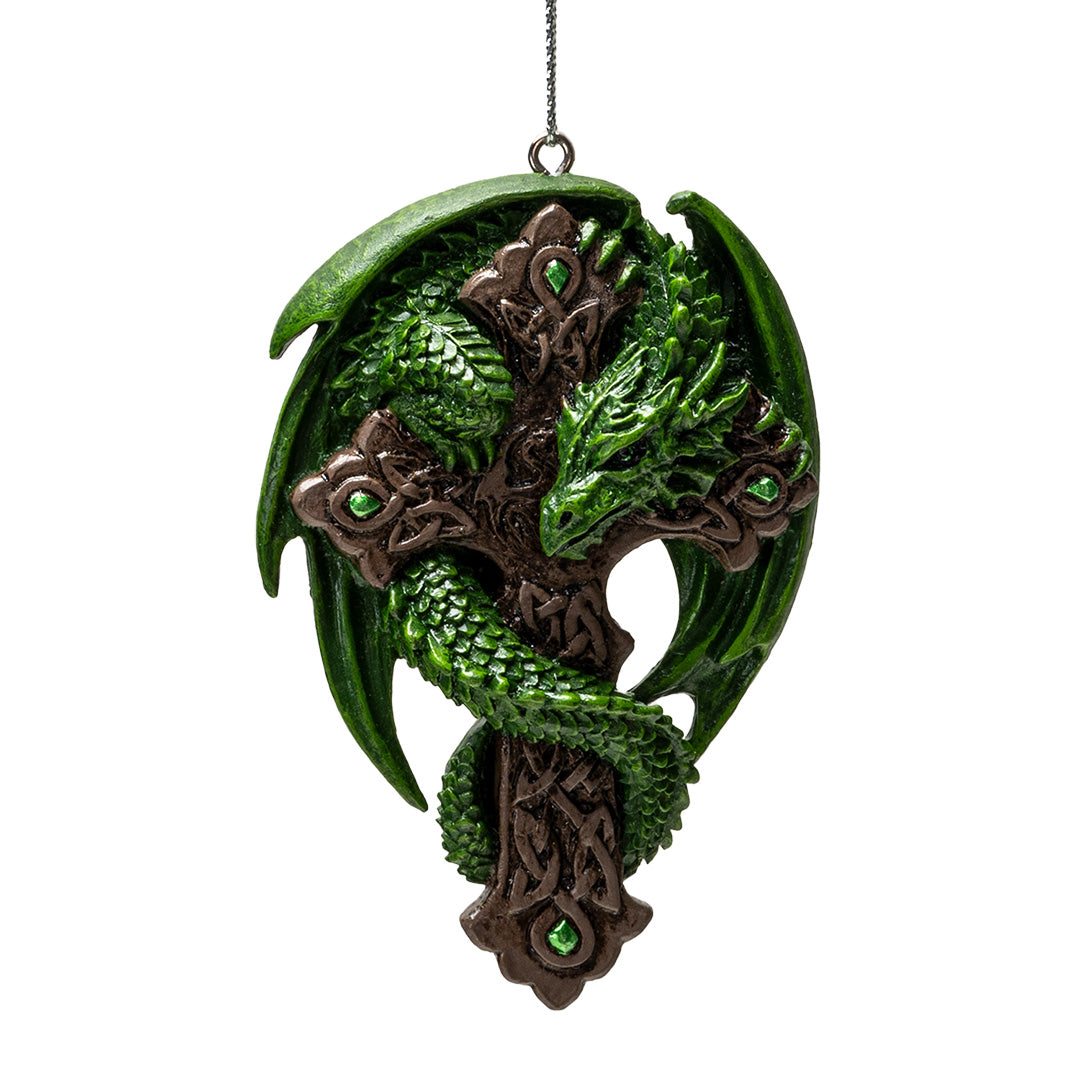 Woodland Guardian Dragon Ornament 🐉 Anne Stokes Green Dragon on Celtic Cross