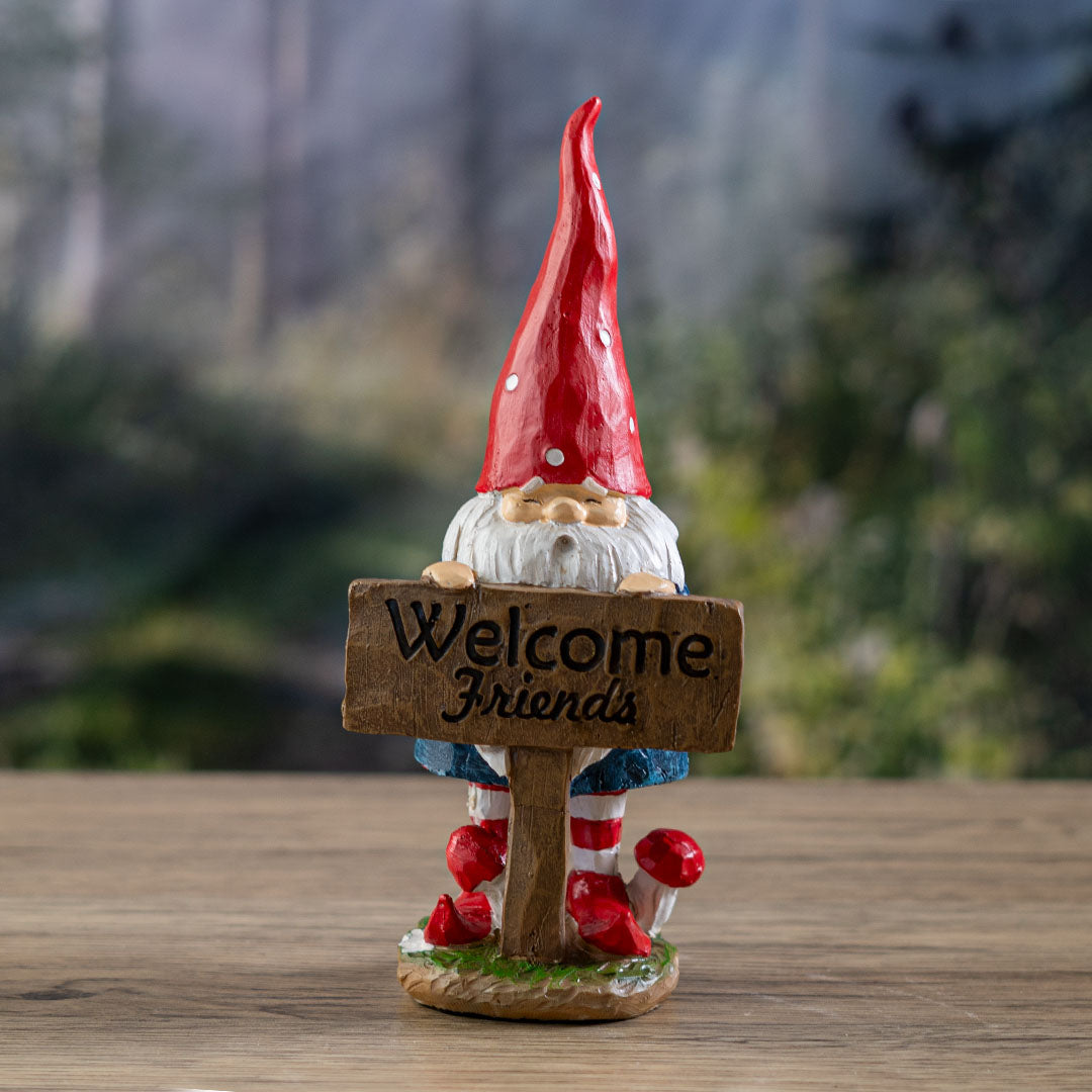 Welcome Friends Gnome 🧙‍♀️ 7" Hand-Painted Resin Figurine