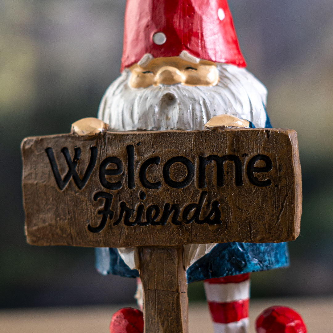 Welcome Friends Gnome 🧙‍♀️ 7" Hand-Painted Resin Figurine