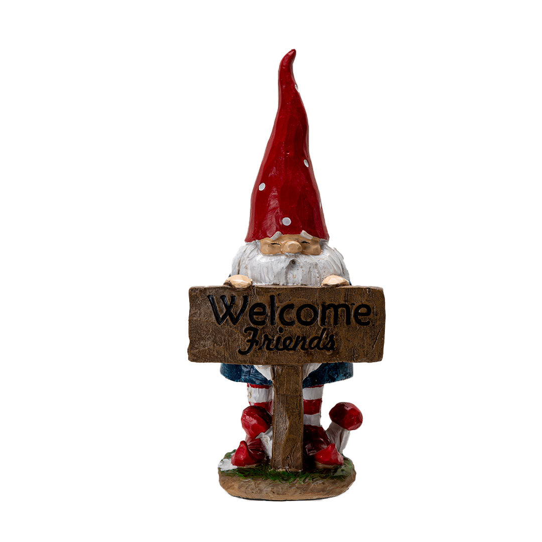 Welcome Friends Gnome 🧙‍♀️ 7" Hand-Painted Resin Figurine