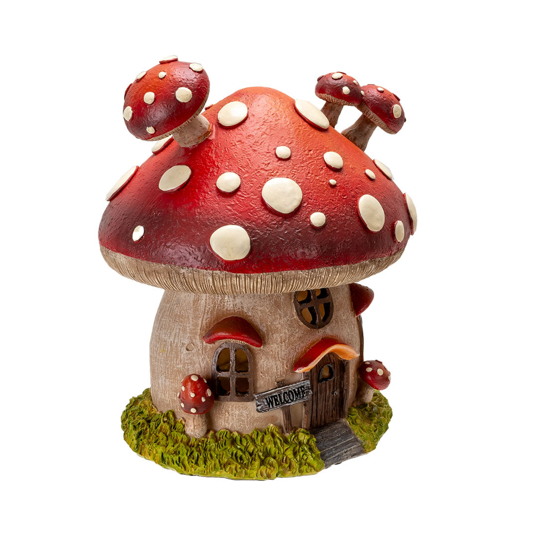 Toadstool Mushroom House w/ LED – Whimsical Fairy Garden Light