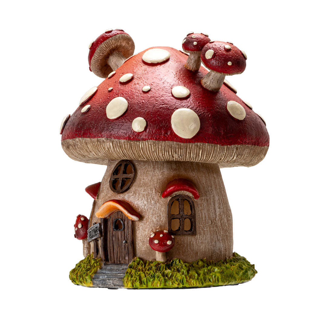 Toadstool Mushroom House w/ LED – Whimsical Fairy Garden Light