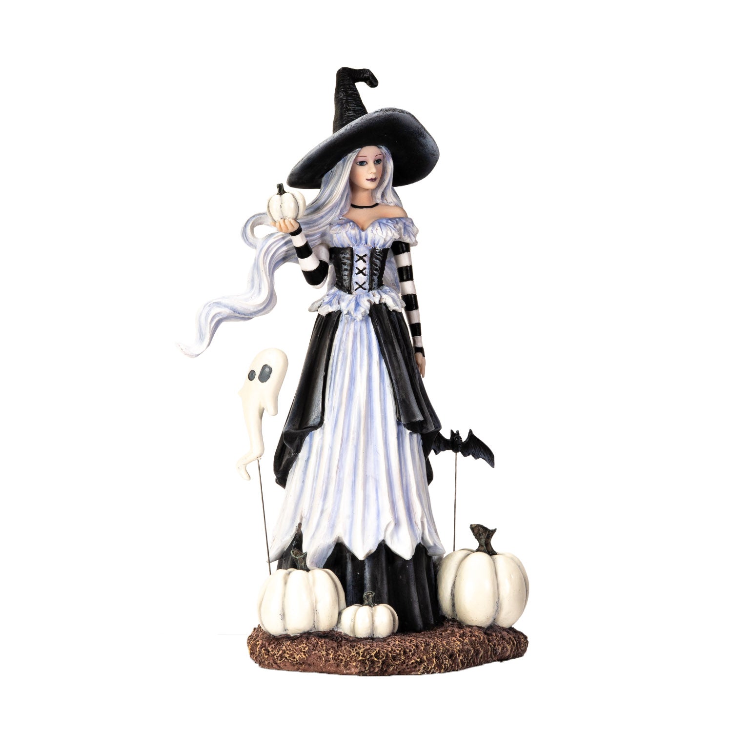 Ghost Pumpkin Witch Statue with Ghost & Bat Companions by Amy Brown