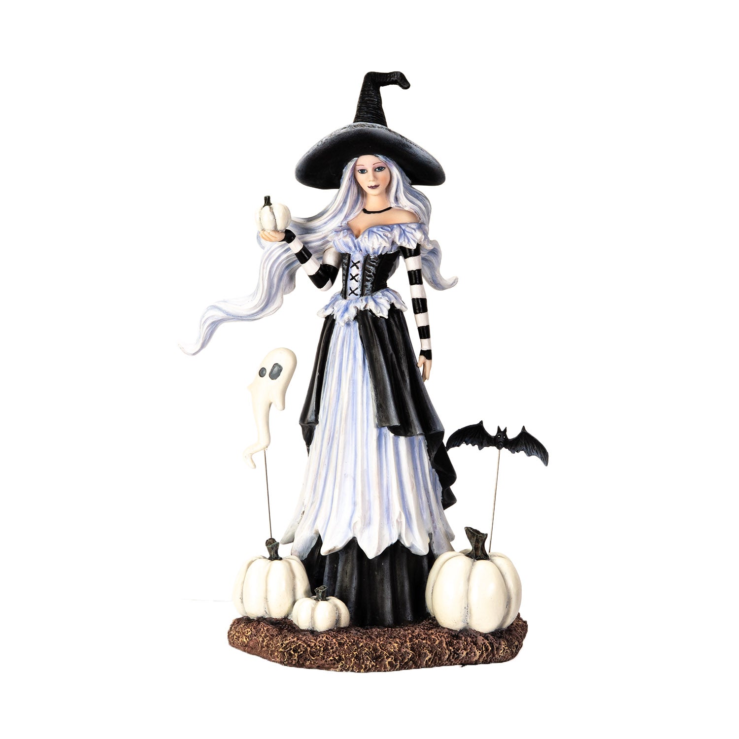 Ghost Pumpkin Witch Statue with Ghost & Bat Companions by Amy Brown