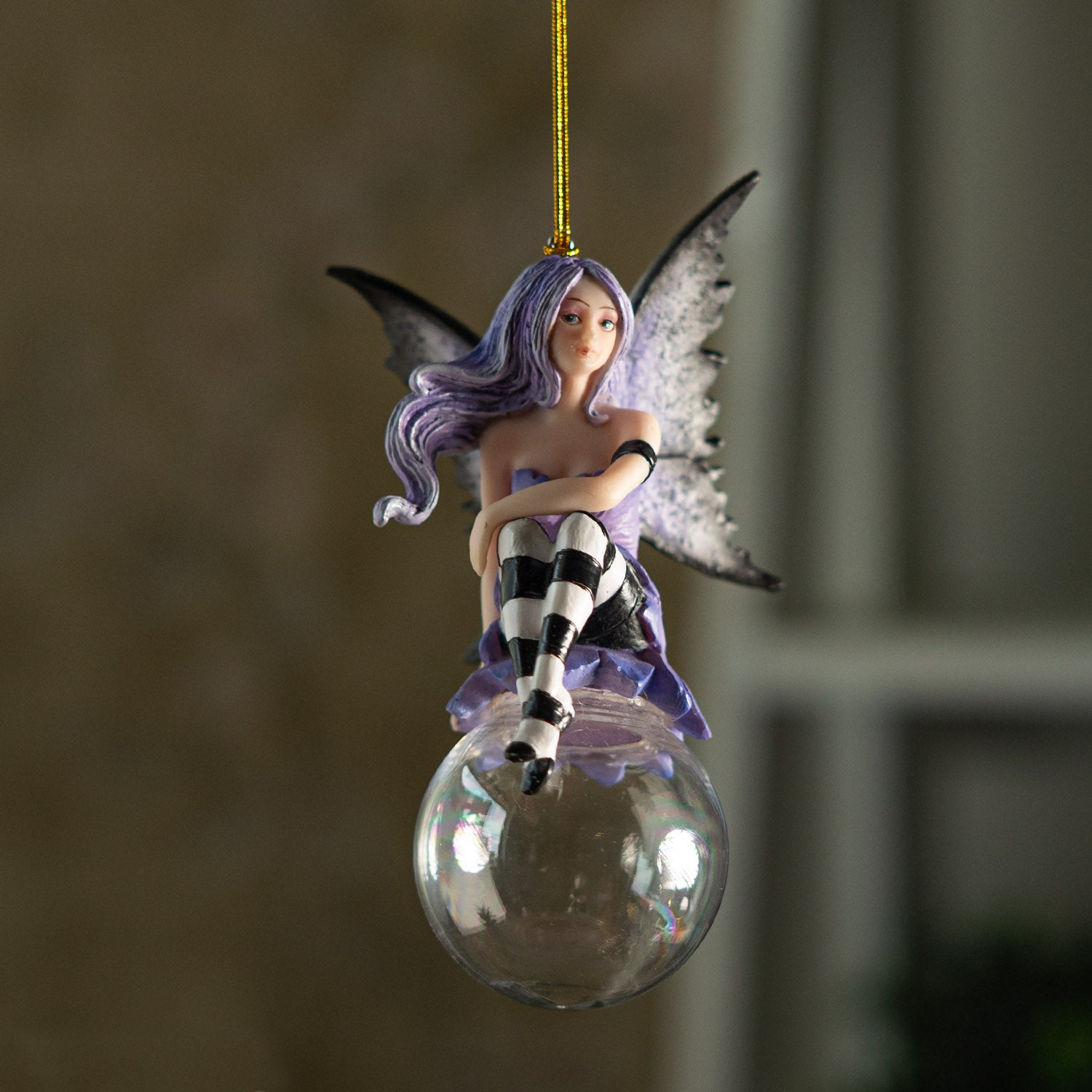 Lissette Bubble Rider Fairy Ornament by Amy Brown – Whimsical Fantasy Resin & Glass Hanging Décor