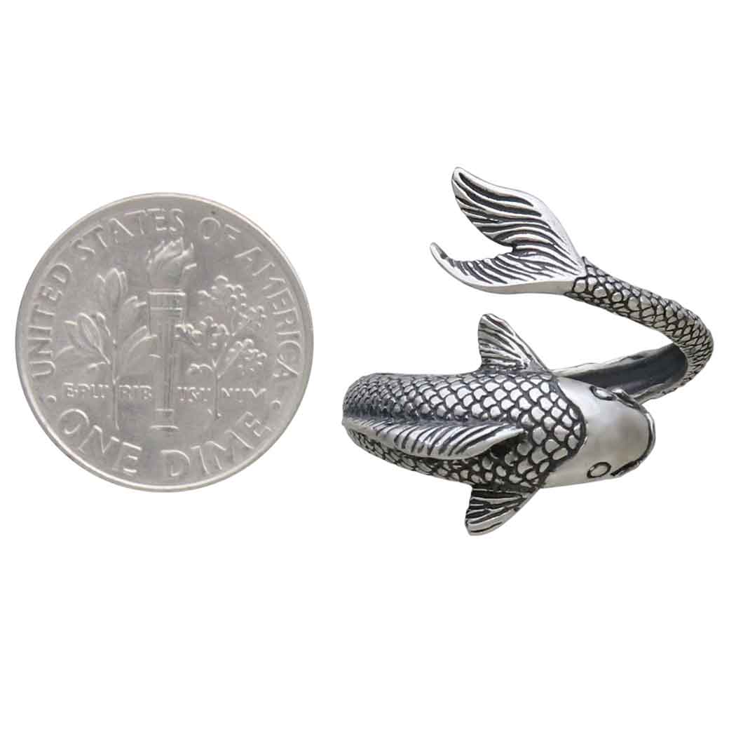 Sterling Silver Adjustable Lucky Koi Ring