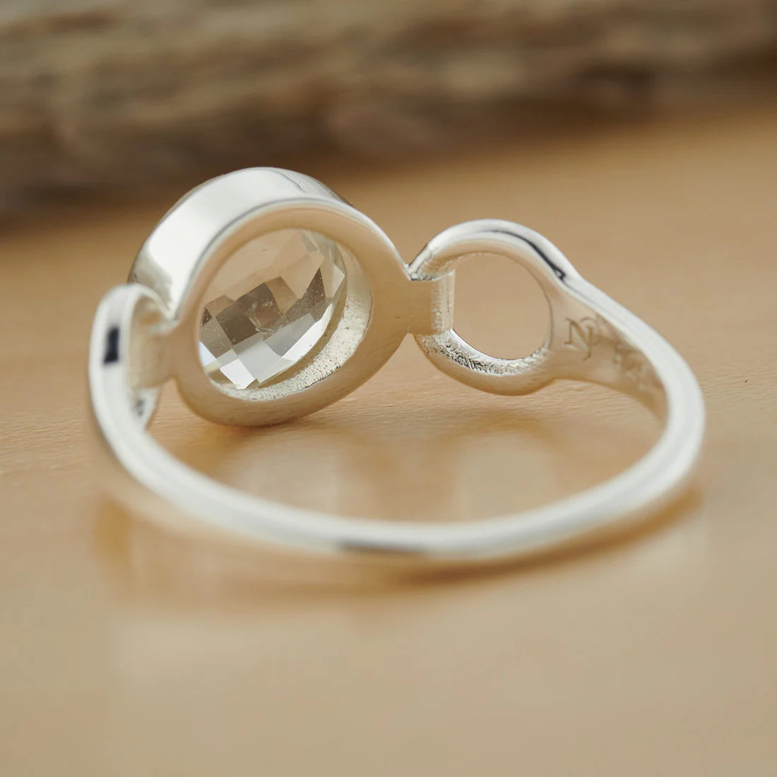 Crystal Quartz Sterling Silver Trinity Ring