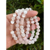 Rose Quartz & Selenite Bracelet β Cylinder Accent Bead