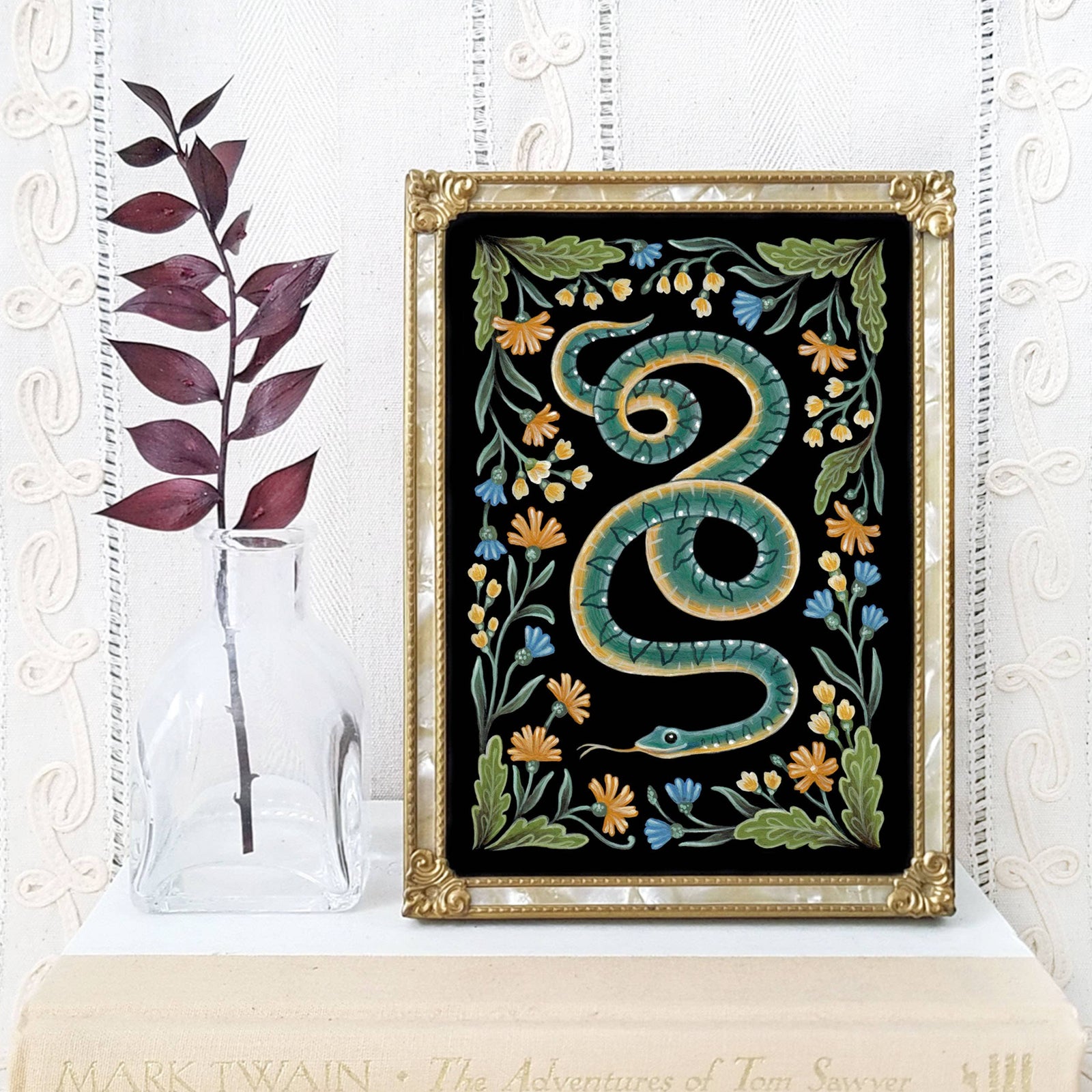 Snake Art Print Folk Decor Print