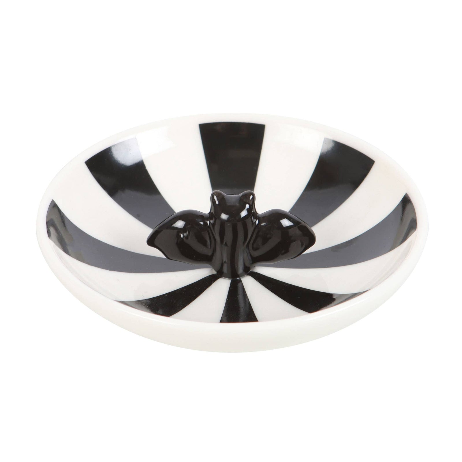 Gothic Striped Bat Halloween Trinket Dish