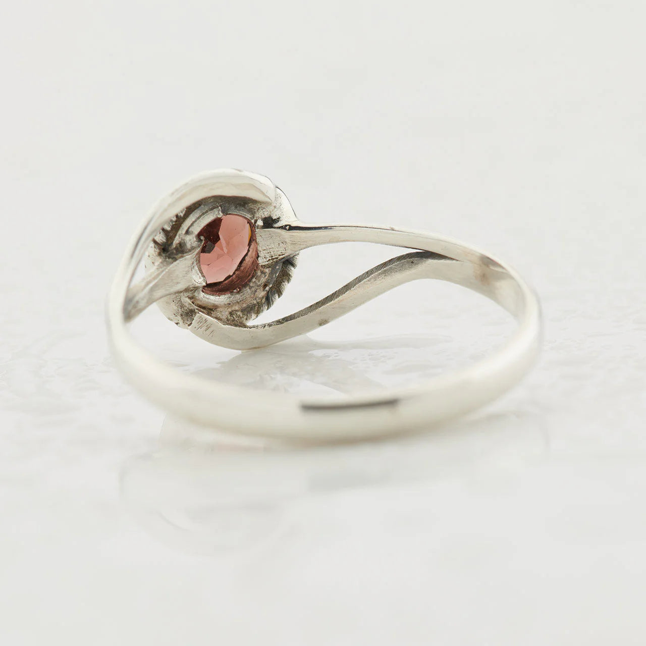 Garnet Sterling Silver Infinity Ring