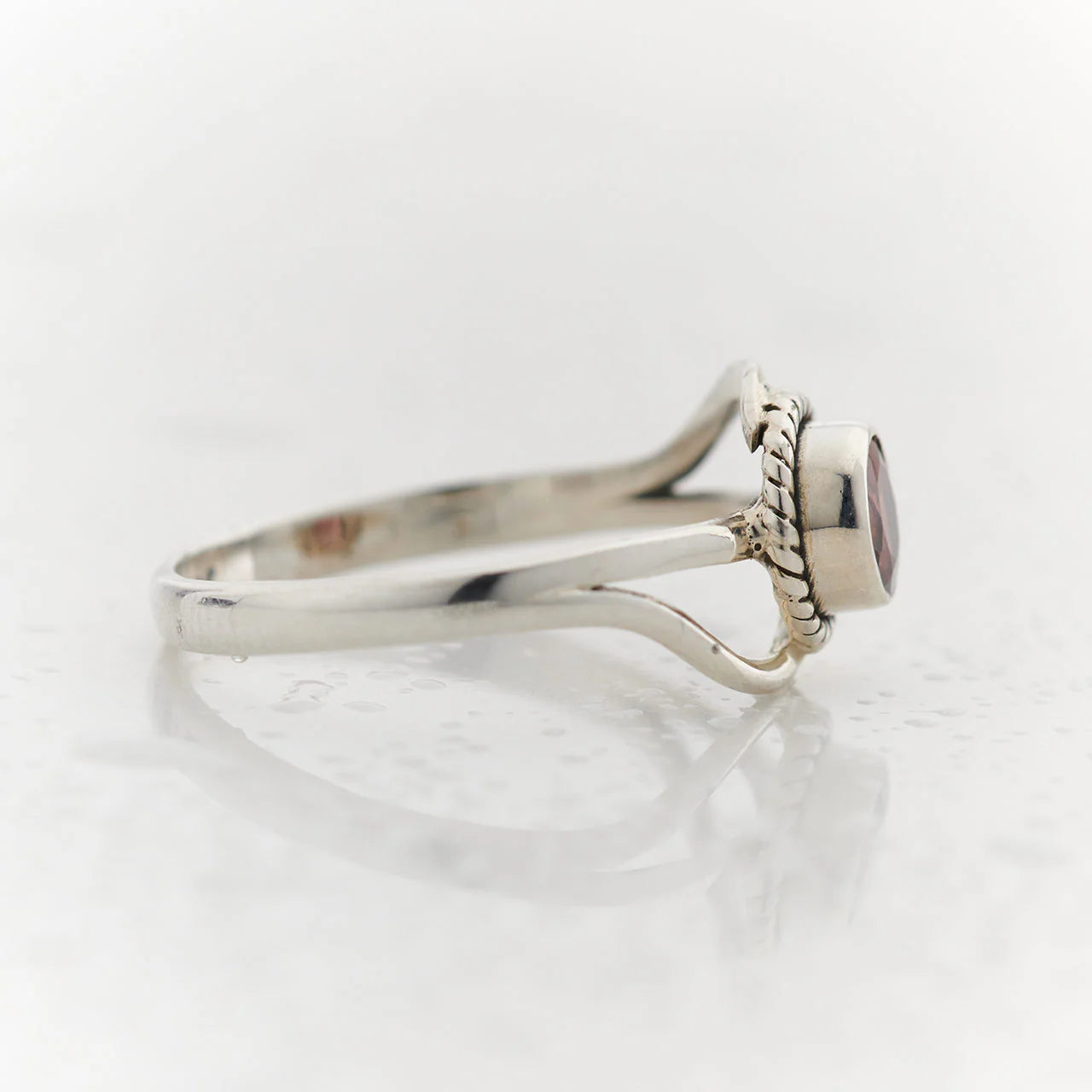 Garnet Sterling Silver Infinity Ring