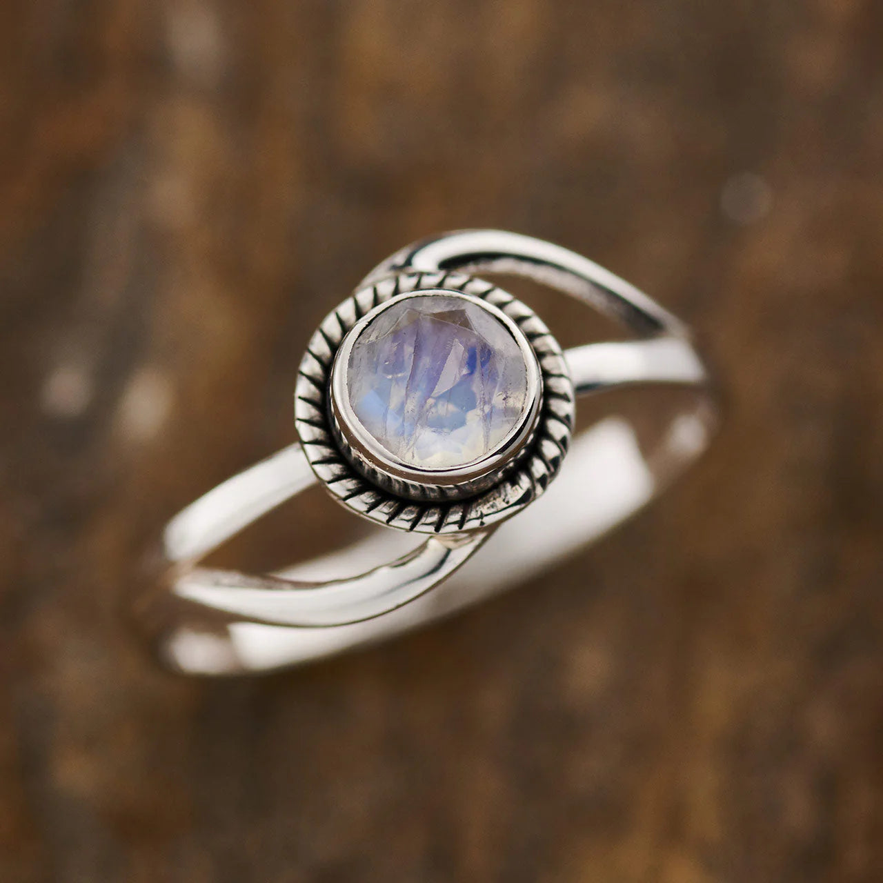 Moonstone Sterling Silver Infinity Ring