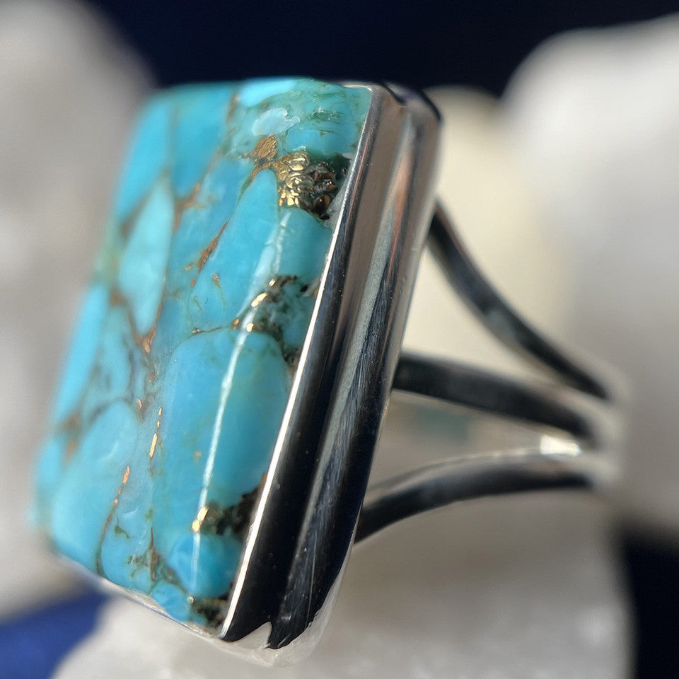 Blue Copper Turquoise Sterling Silver Ring