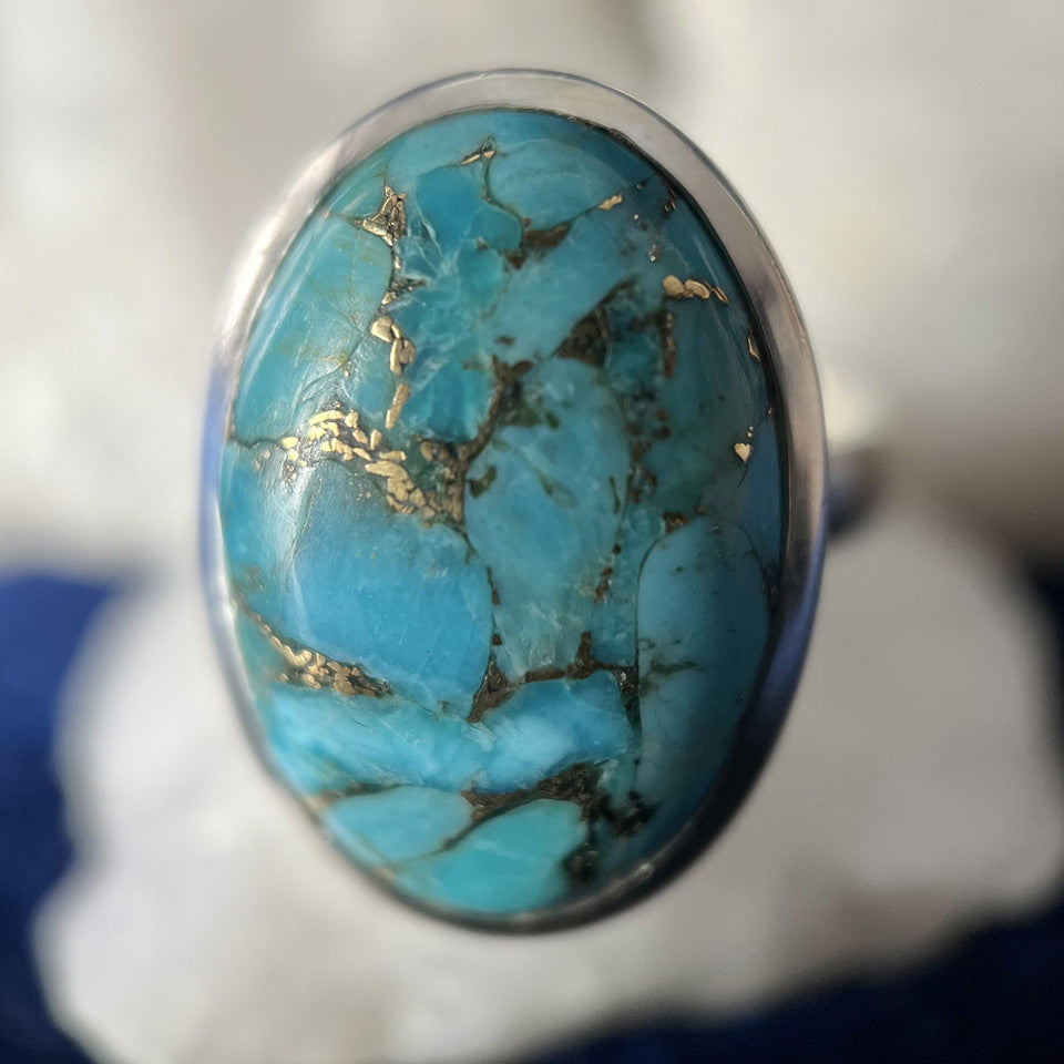 Blue Copper Turquoise Sterling Silver Ring