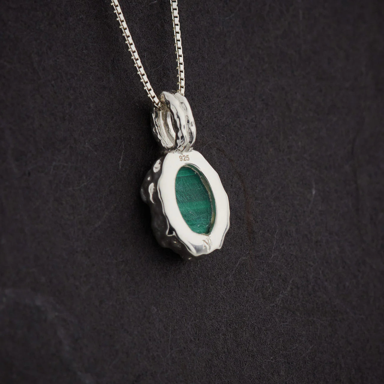 Malachite Hammered Oval Pendant