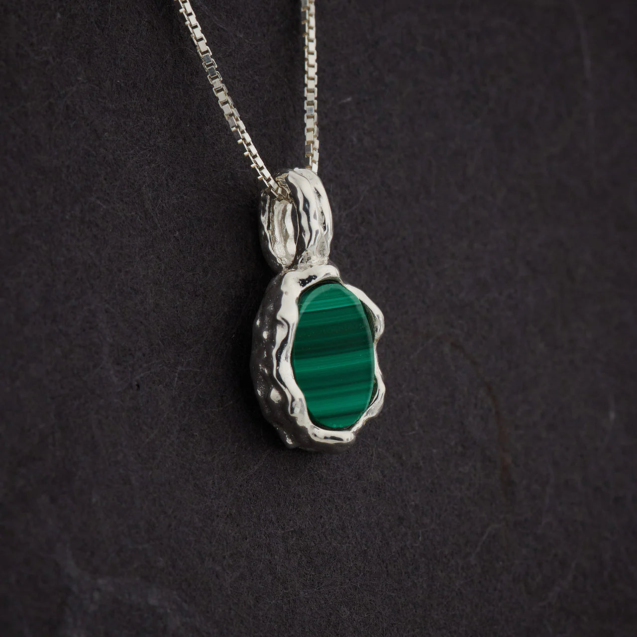 Malachite Hammered Oval Pendant