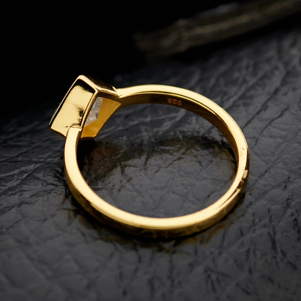 Moonstone 6X6 Everyday Gold Plated Ring