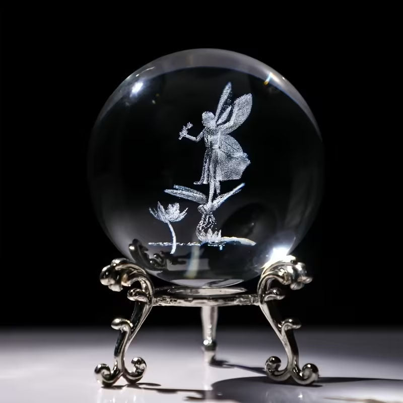 Clear Glass Sphere with Engraved Image