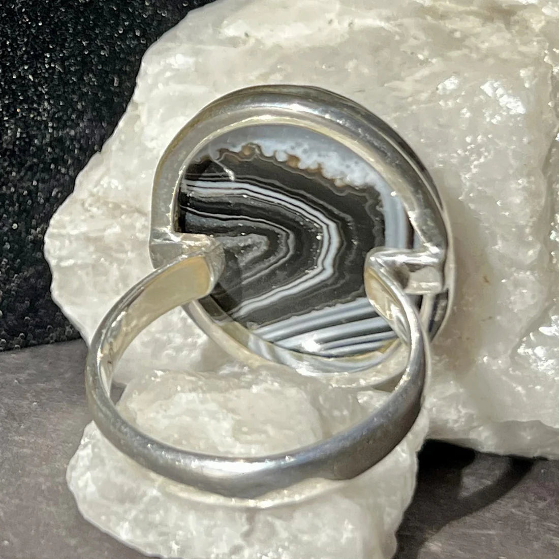 Black Banded Agate Ring