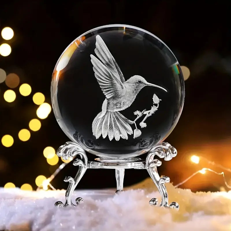 Clear Glass Sphere with Engraved Image