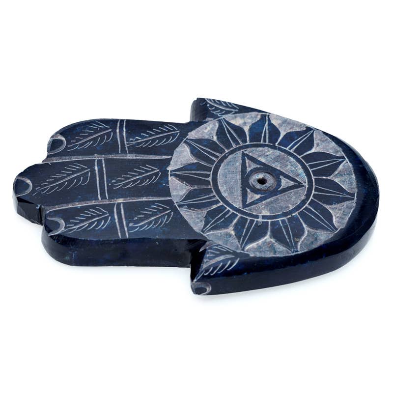 Carved Soapstone Chakra Hand Ashcatcher Incense Stick Burner