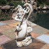 Poseidon Ruler of Sea Sitting on Rock Nautical Beach - Antique White Large Mermaid Statue