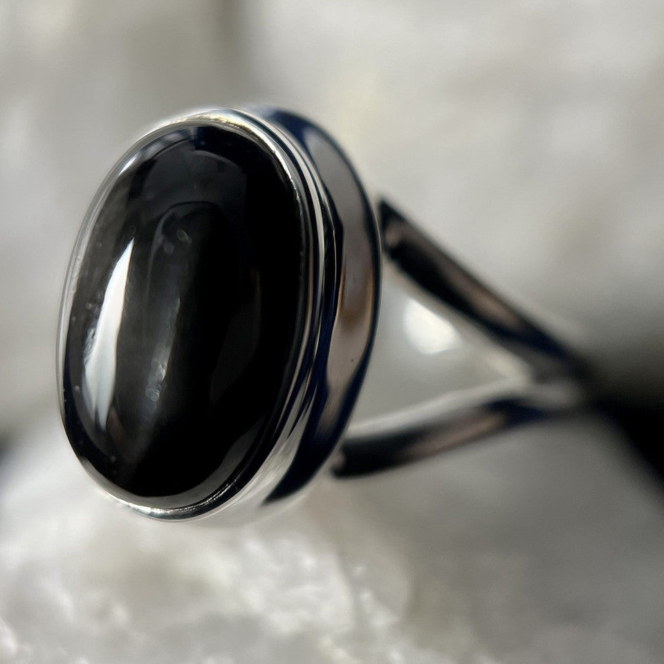 Black Star Diopside Sterling Silver Ring