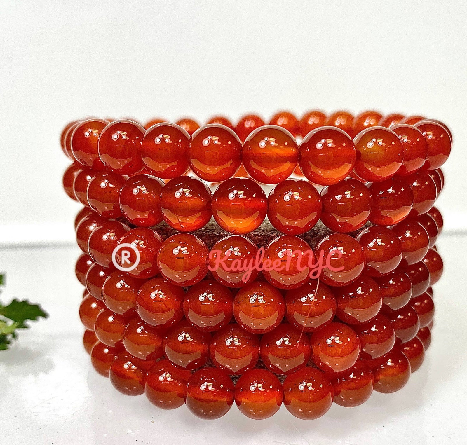 Carnelian 8mm 7.5” Crystal Healing Stretch Bracelet