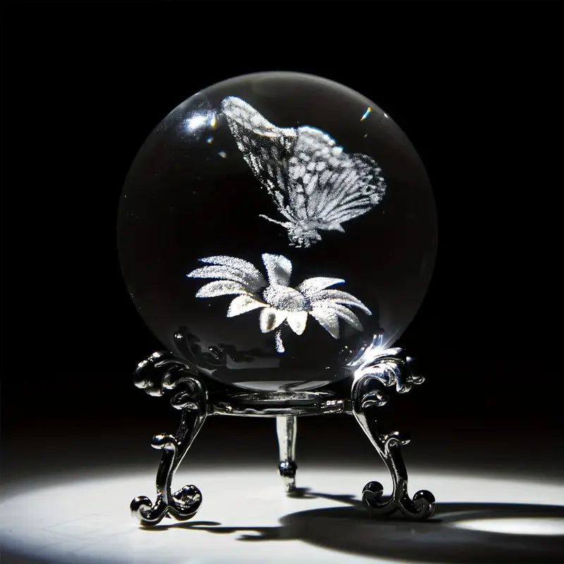 Clear Glass Sphere with Engraved Image