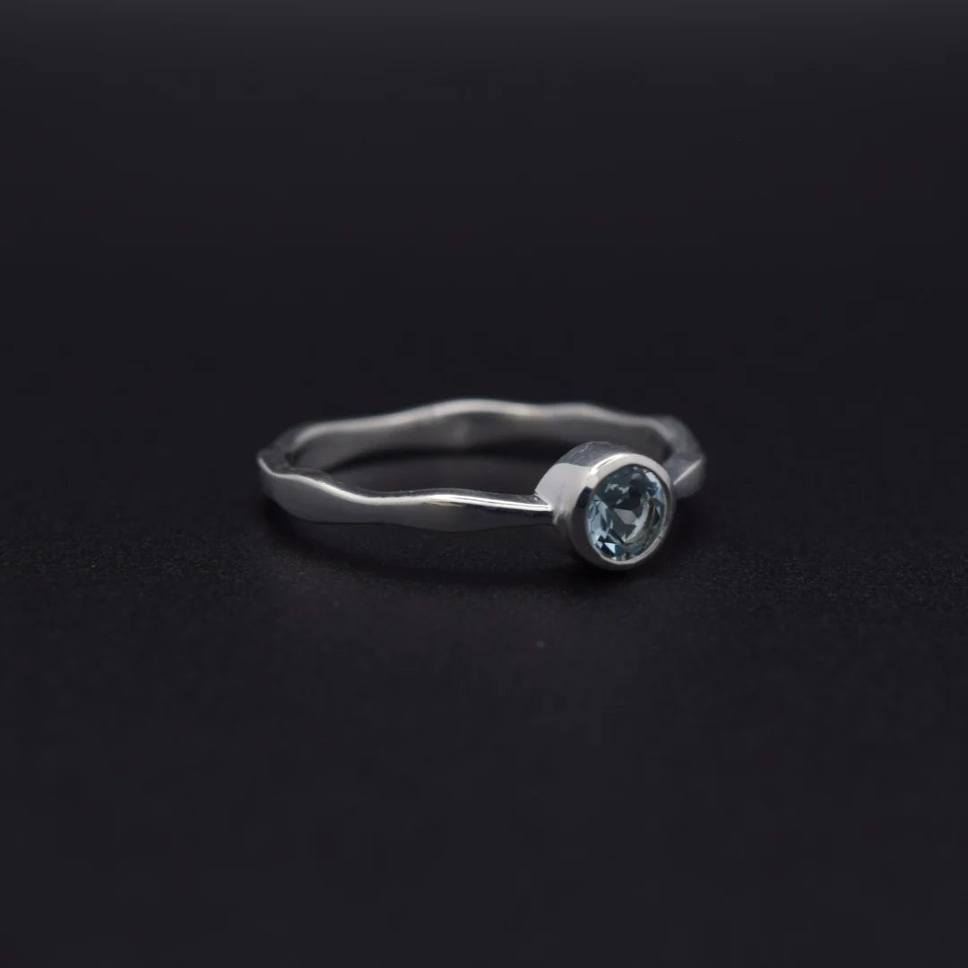 Blue Topaz Wavy Ring | Silvaria Fine Silver Gemstone Ring