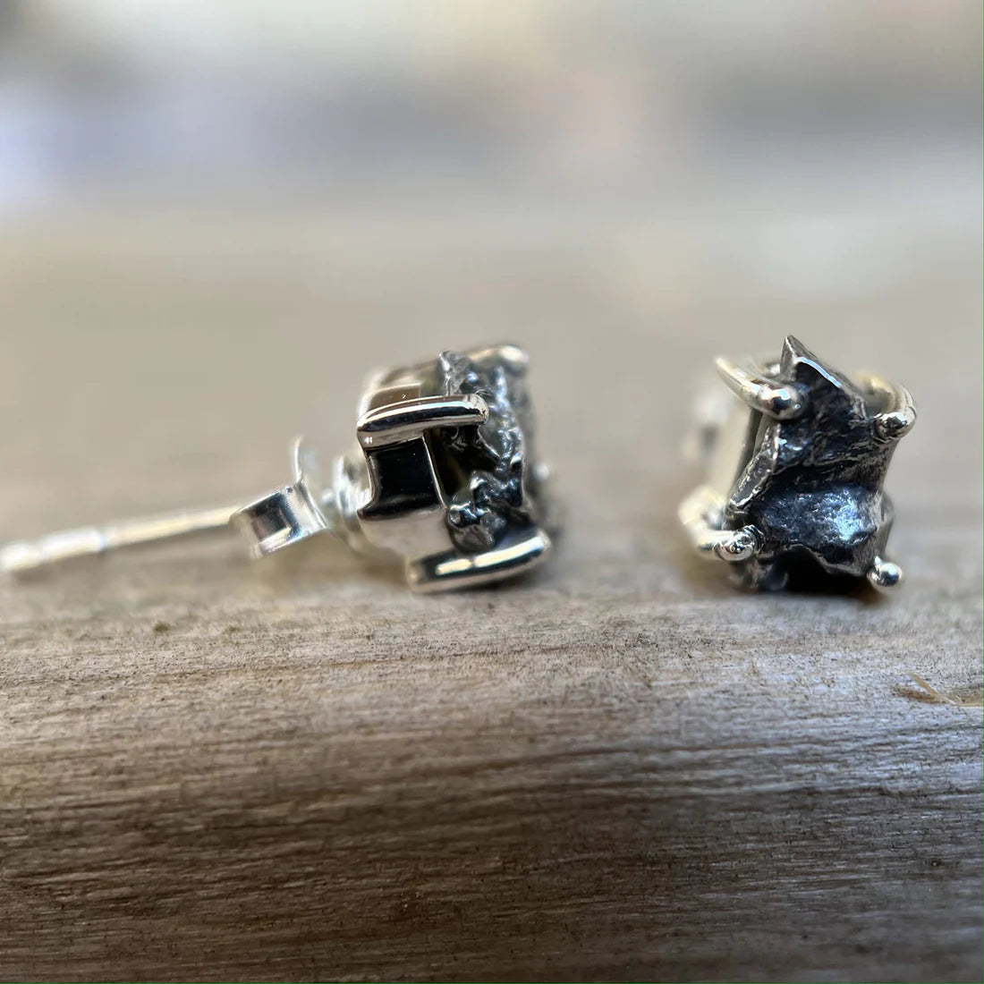 Meteorite Sterling Silver Stud Earrings