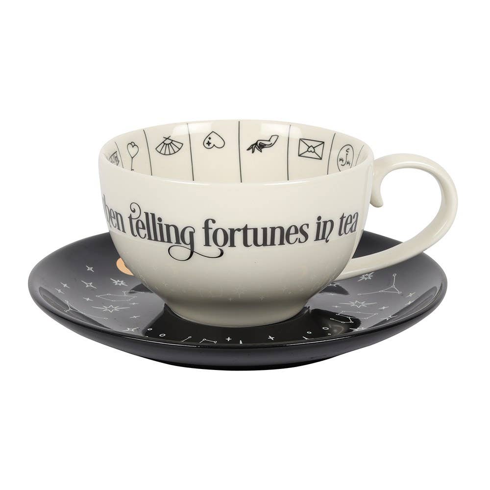 Ceramic Fortune Telling Teacup with Saucer 7"